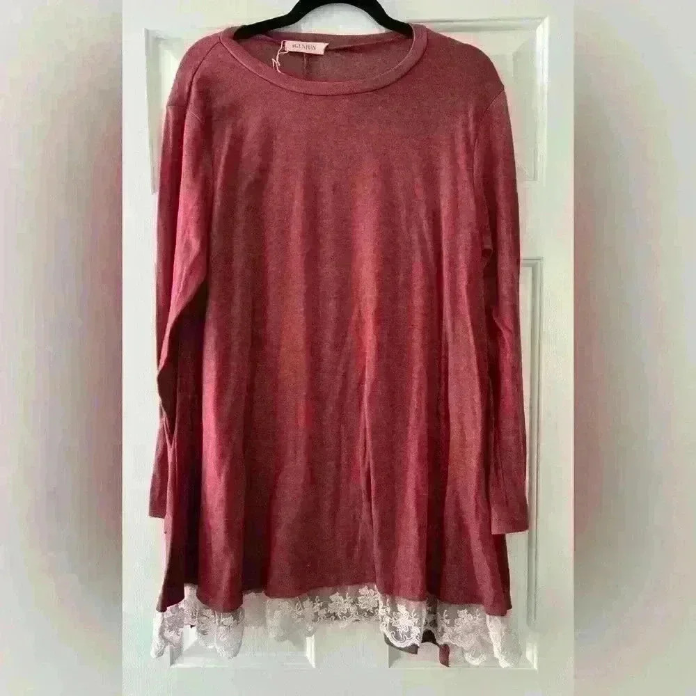 Red sweater with lace